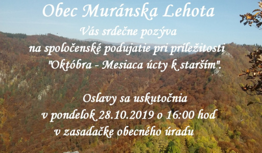 Október - Mesiac úcty k starším 28.10.2019 