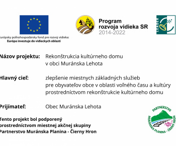Aktuality / Rekonštrukcia kultúrneho domu v obci Muránska Lehota - foto
